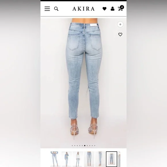 AKIRA Blue Straight Leg Distressed Jeans - Picture 8 of 12